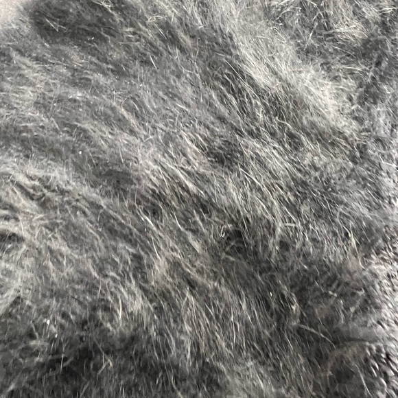 Hand knit Vintage Black V-neck Sweater Rabbit - Picture 3 of 10